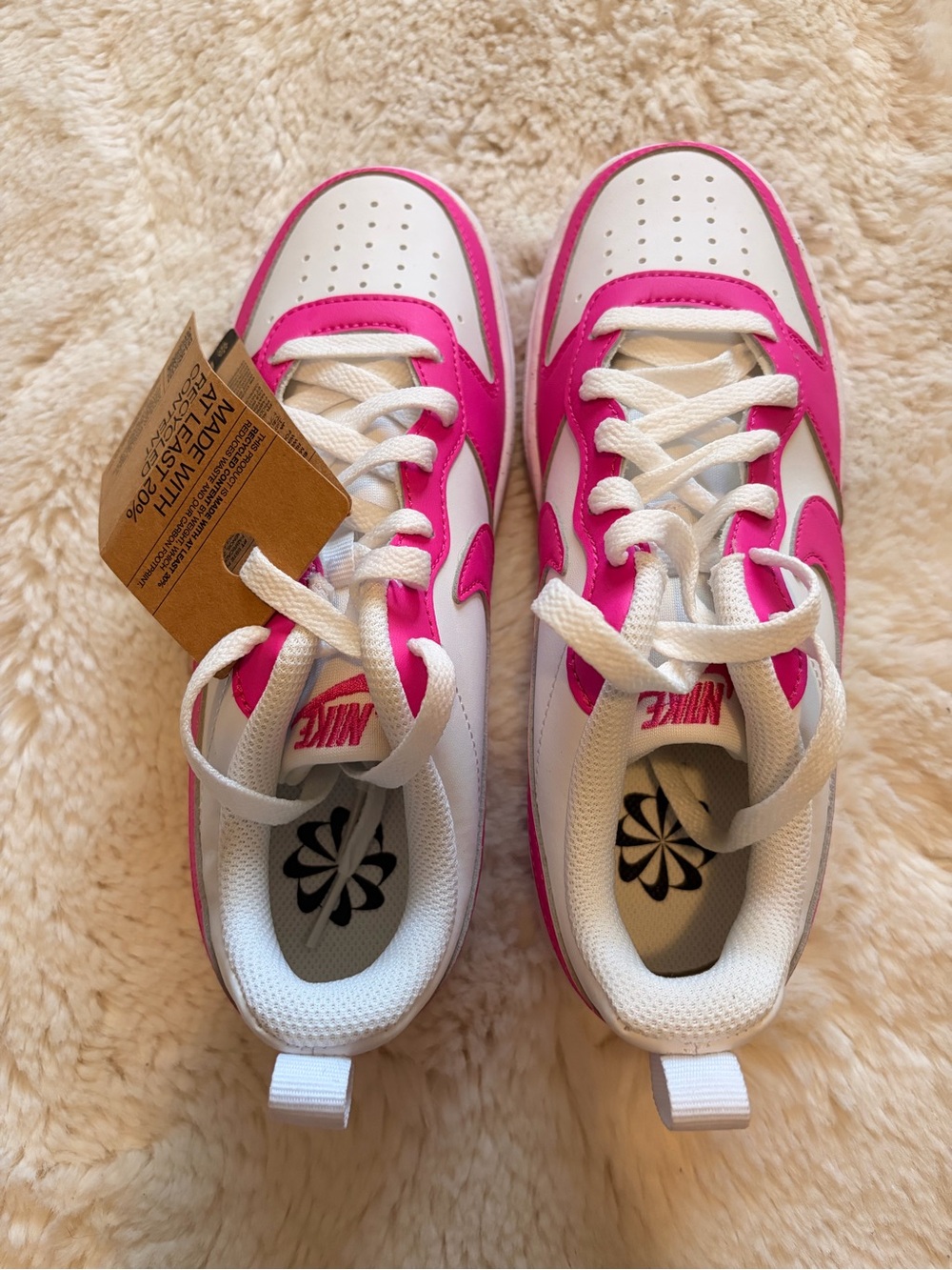 Nike White and Hot Pink Low-Top Sneakers - Picture 2 of 6